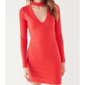 UO Tania Cut-Out Mock-Neck Mini Dress
